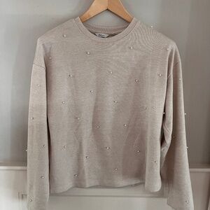 Soft Creamy Sweater with Pearls